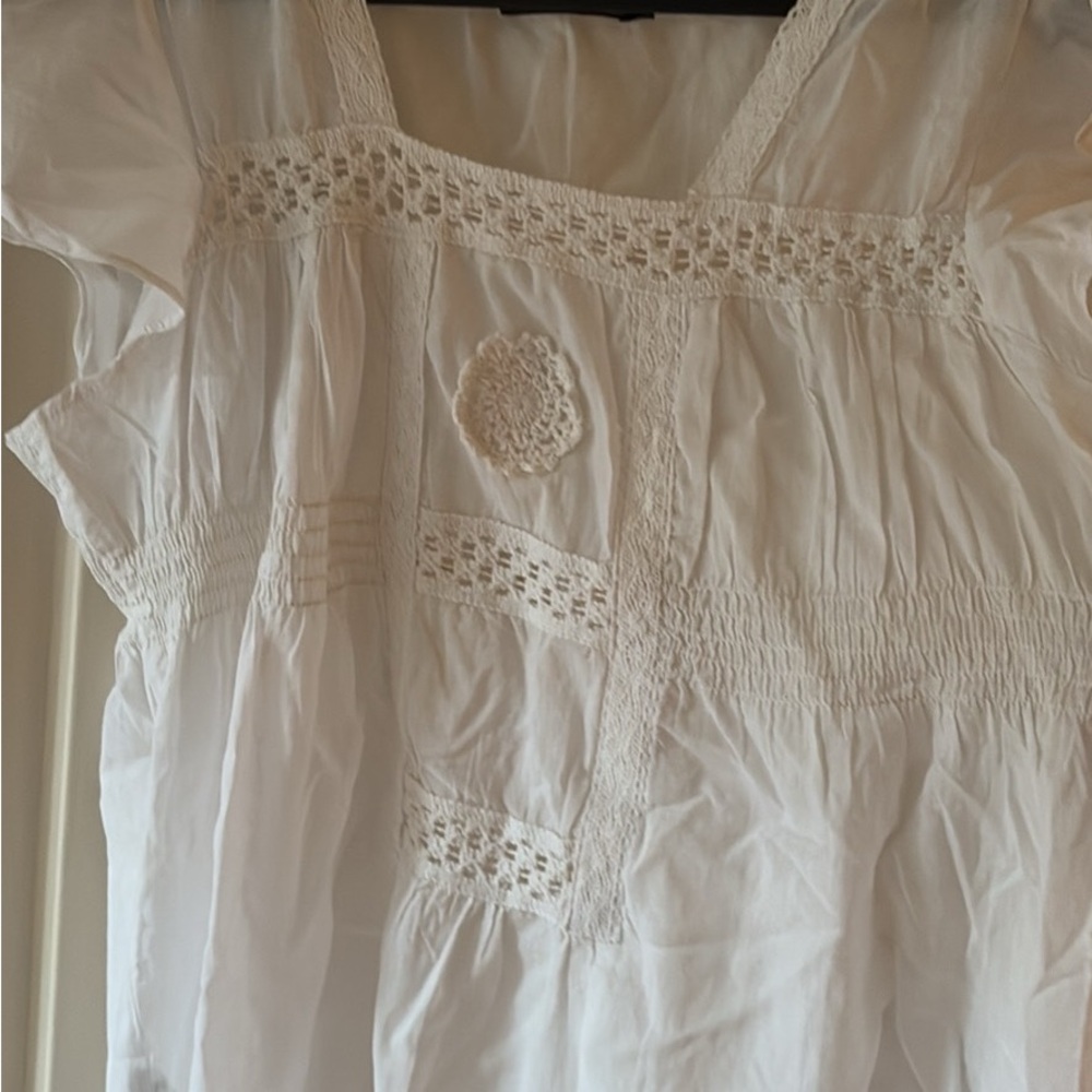 Solitaire White Smocked Ruffled Blouse